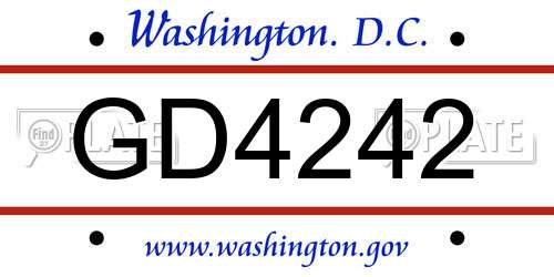 GD4242 District Of Columbia License Plate