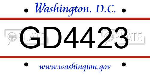 GD4423 District Of Columbia License Plate
