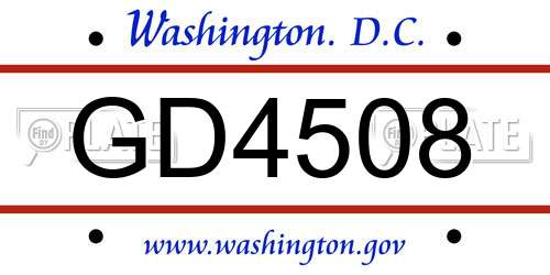 GD4508 District Of Columbia License Plate