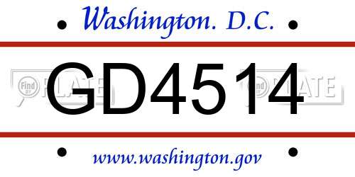 GD4514 District Of Columbia License Plate