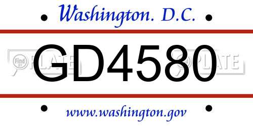 GD4580 District Of Columbia License Plate