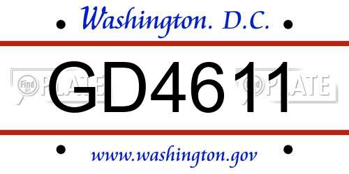 GD4611 District Of Columbia License Plate