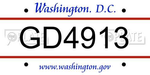 GD4913 District Of Columbia License Plate