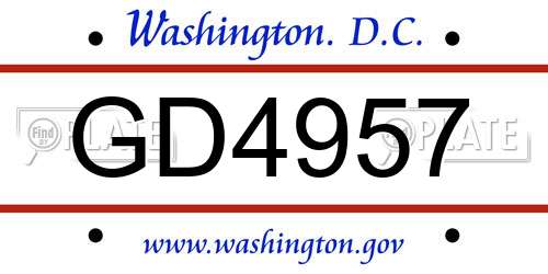 GD4957 District Of Columbia License Plate