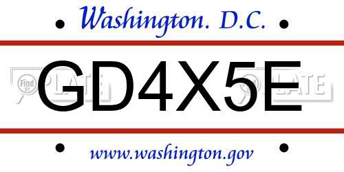GD4X5E District Of Columbia License Plate