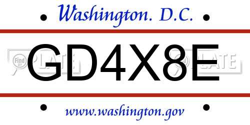 GD4X8E District Of Columbia License Plate