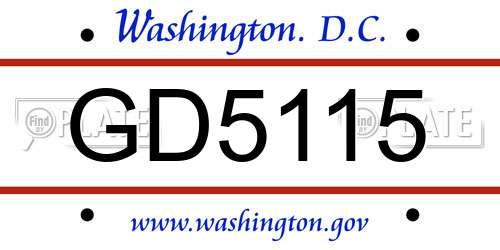 GD5115 District Of Columbia License Plate