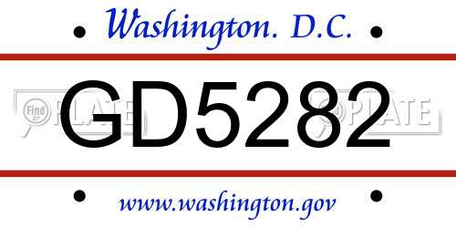 GD5282 District Of Columbia License Plate