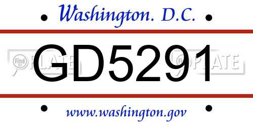 GD5291 District Of Columbia License Plate