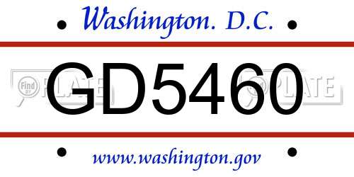GD5460 District Of Columbia License Plate
