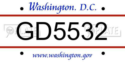 GD5532 District Of Columbia License Plate