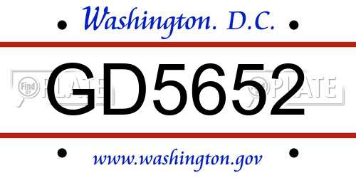 GD5652 District Of Columbia License Plate