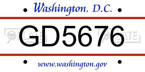 GD5676 District Of Columbia License Plate