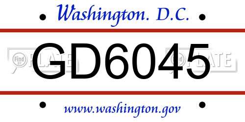 GD6045 District Of Columbia License Plate