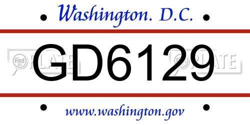 GD6129 District Of Columbia License Plate