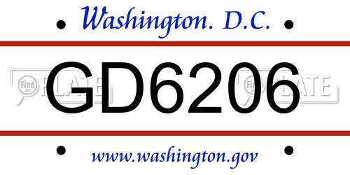 GD6206 District Of Columbia License Plate