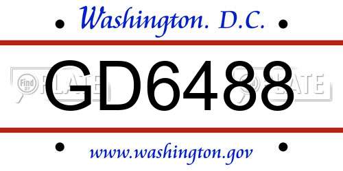 GD6488 District Of Columbia License Plate