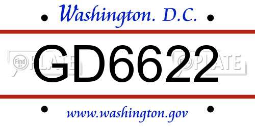 GD6622 District Of Columbia License Plate