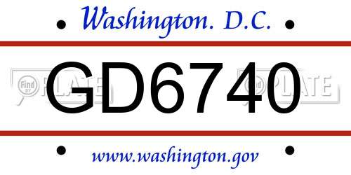 GD6740 District Of Columbia License Plate
