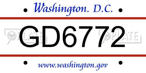 GD6772 District Of Columbia License Plate