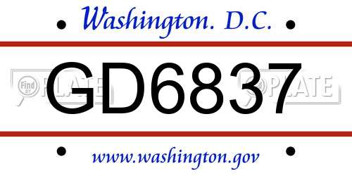 GD6837 District Of Columbia License Plate