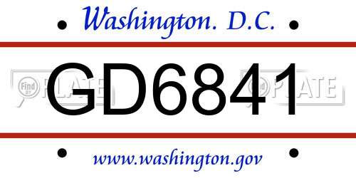 GD6841 District Of Columbia License Plate
