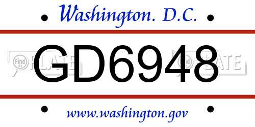 GD6948 District Of Columbia License Plate