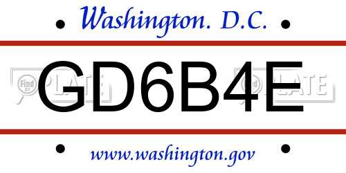 GD6B4E District Of Columbia License Plate