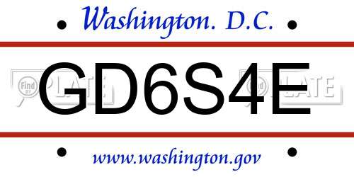 GD6S4E District Of Columbia License Plate