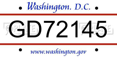 GD72145 District Of Columbia License Plate