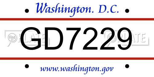 GD7229 District Of Columbia License Plate