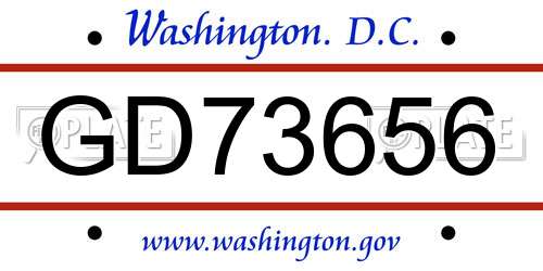 GD73656 District Of Columbia License Plate