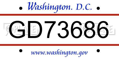 GD73686 District Of Columbia License Plate