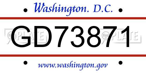 GD73871 District Of Columbia License Plate