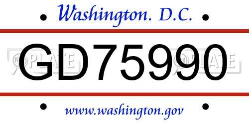 GD75990 District Of Columbia License Plate