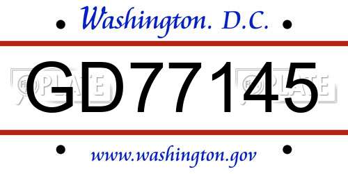GD77145 District Of Columbia License Plate