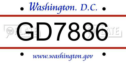 GD7886 District Of Columbia License Plate