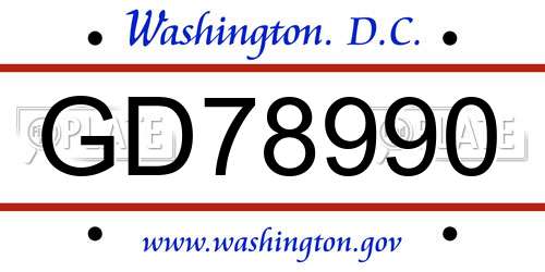 GD78990 District Of Columbia License Plate