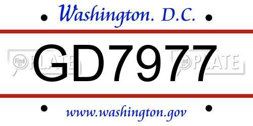 GD7977 District Of Columbia License Plate