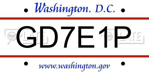 GD7E1P District Of Columbia License Plate