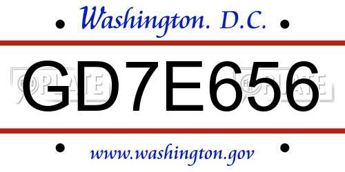 GD7E656 District Of Columbia License Plate