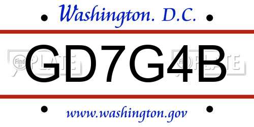 GD7G4B District Of Columbia License Plate