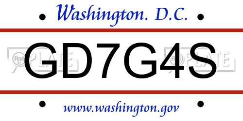 GD7G4S District Of Columbia License Plate