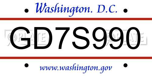 GD7S990 District Of Columbia License Plate