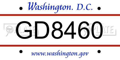 GD8460 District Of Columbia License Plate
