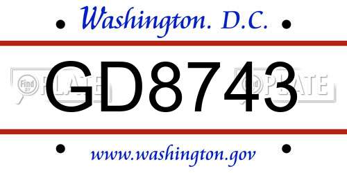 GD8743 District Of Columbia License Plate