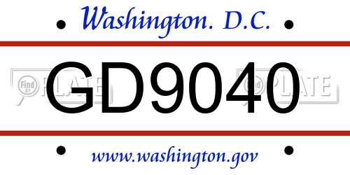 GD9040 District Of Columbia License Plate
