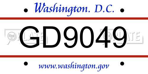 GD9049 District Of Columbia License Plate