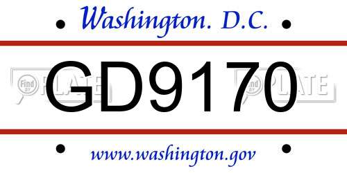 GD9170 District Of Columbia License Plate