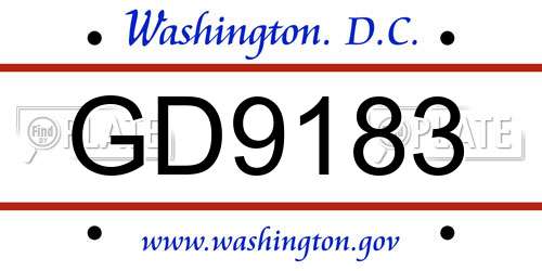 GD9183 District Of Columbia License Plate
